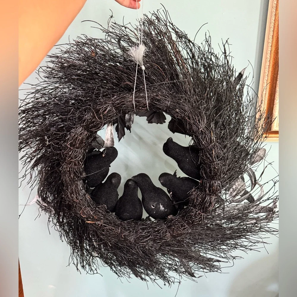 Halloween raven crow black wreath